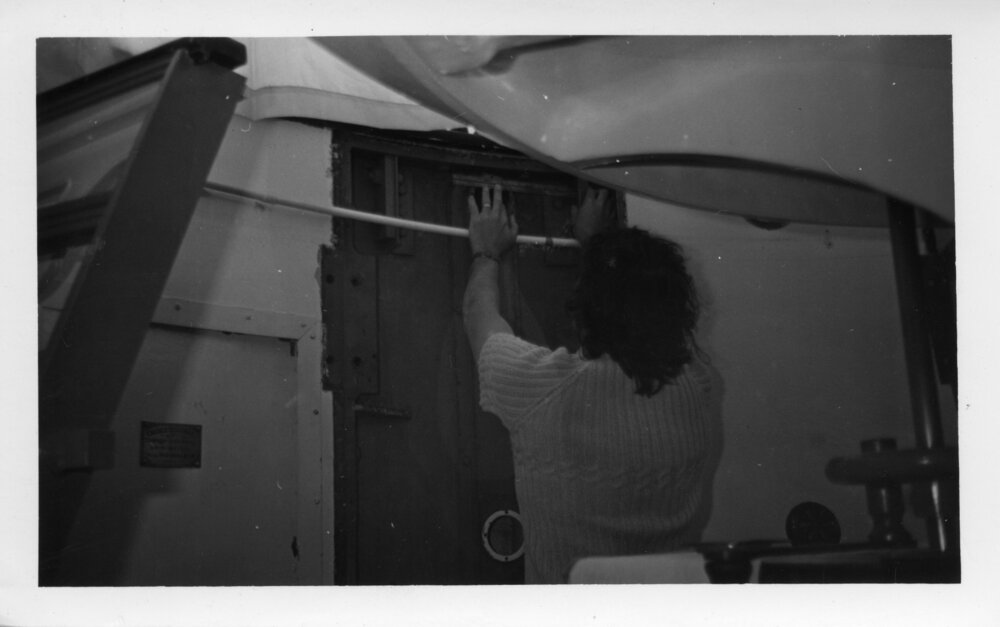 Temporary repairs on South Solitary Island, mid 1970s