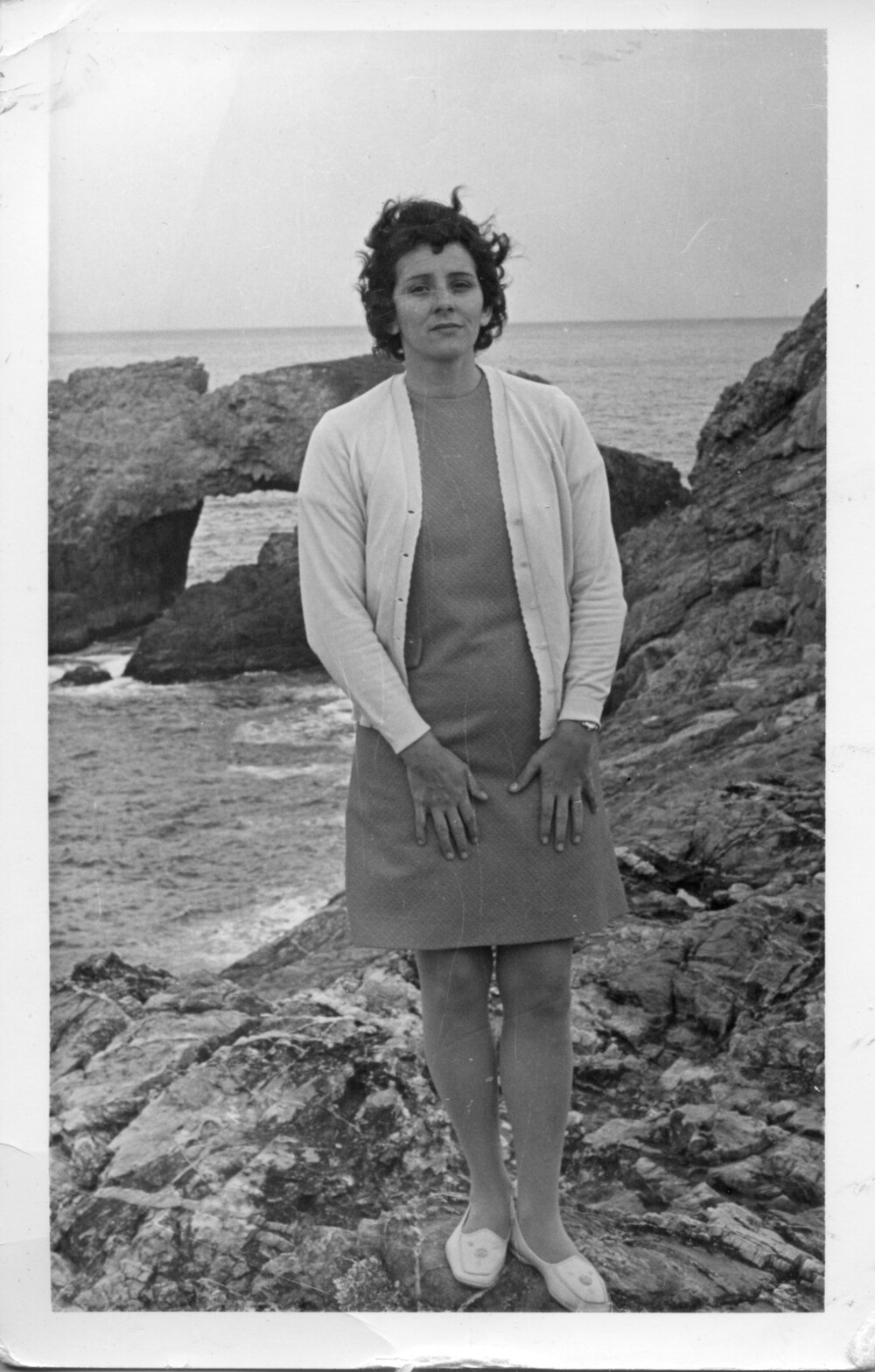 Pat Ross at the Arch on South Solitary Island, early 1970s