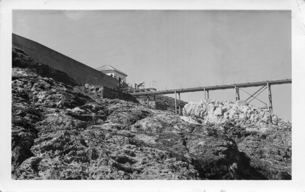 The gantry and storehouse on South Solitary Island, mid 1970s