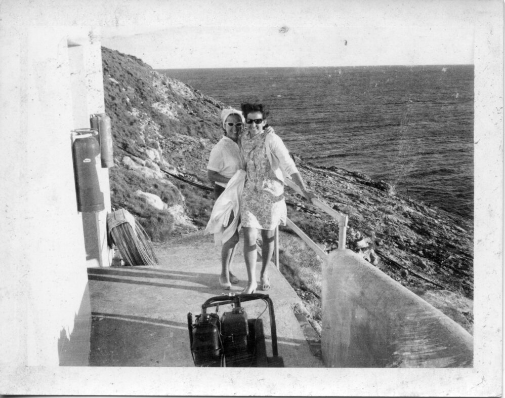 Marion Clark and Pat Ross on South Solitary Island, mid 1970s