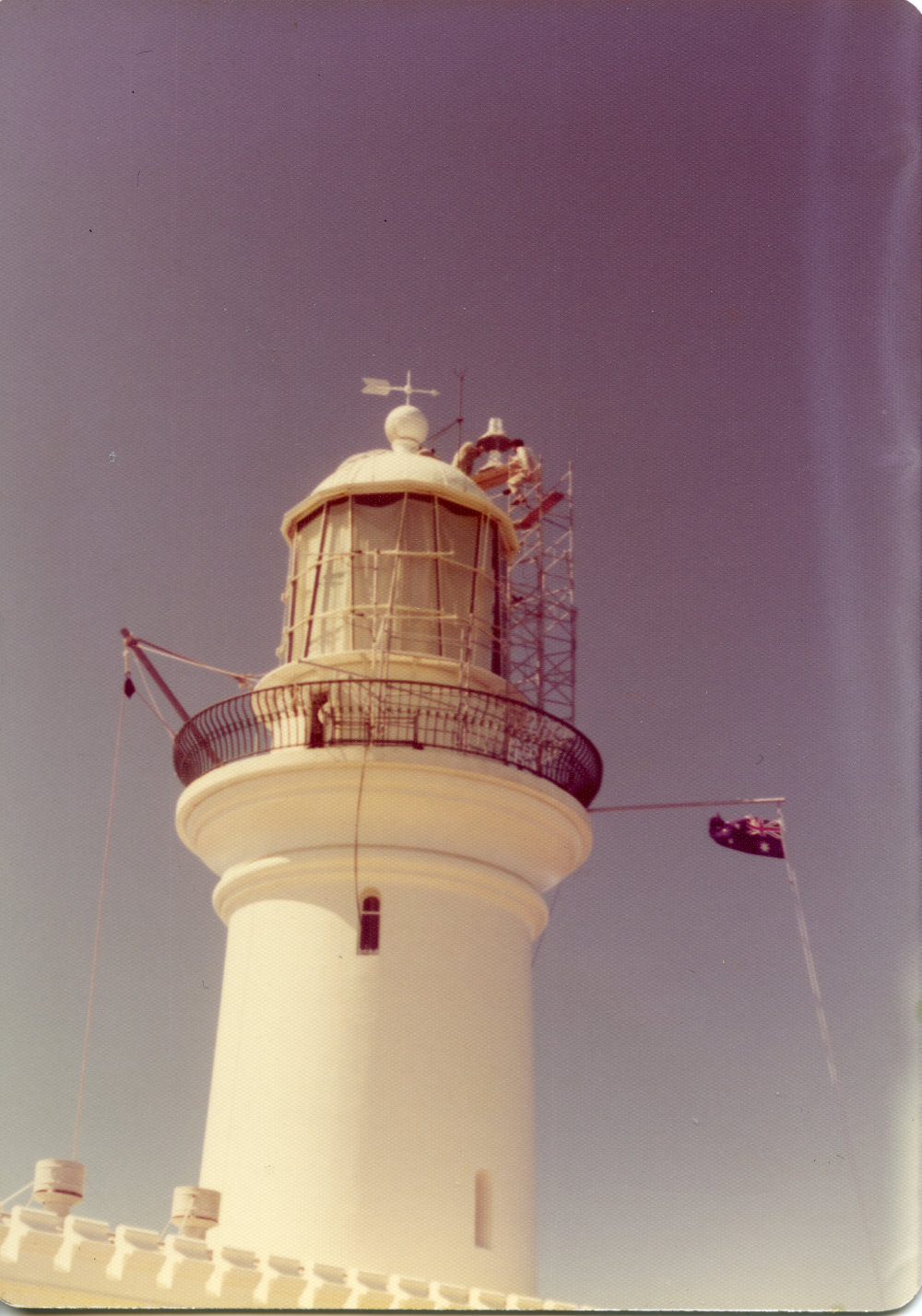 Flying the flag from the South Solitary lighthouse, mid 1970s