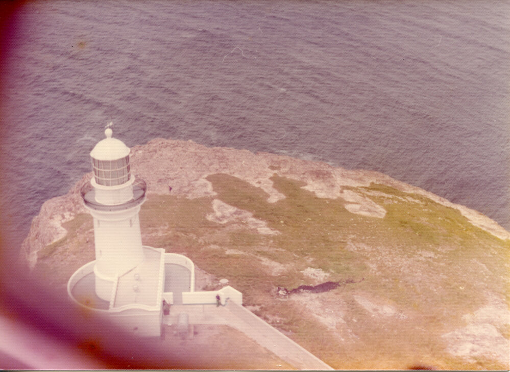 Helicopter view of South Solitary Island, mid 1970s