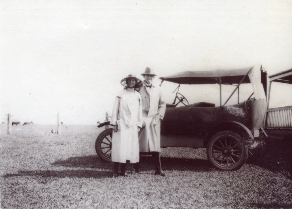 Meryle Bailey and husband Harry set off for their honeymoon, October 1923