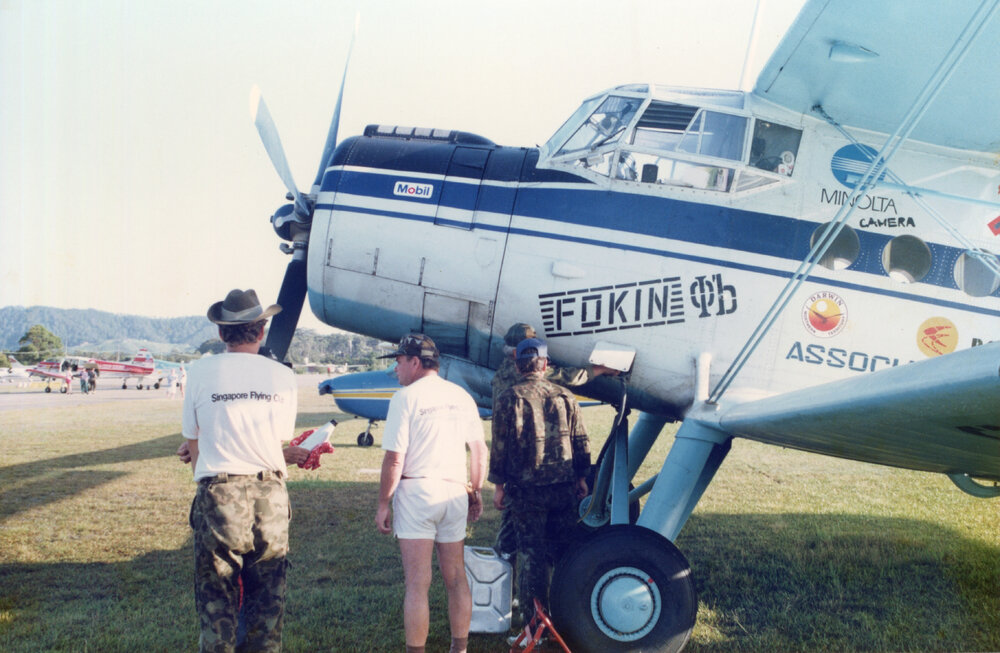 The public inspects Russian aircraft at the Coffs Harbour Aero Club, 1 January 1992