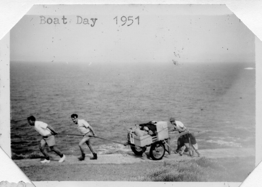 Boat day on South Solitary Island, 1951