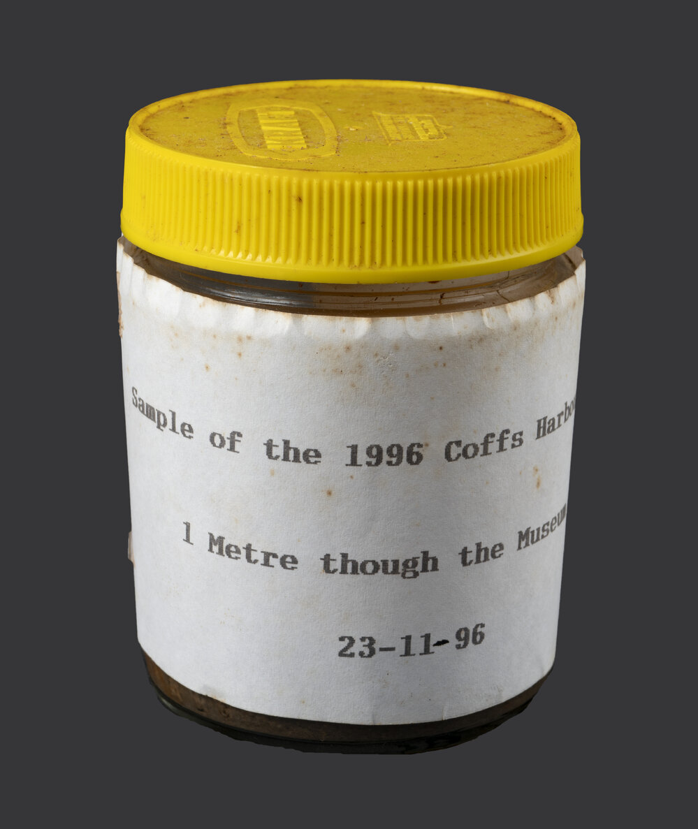 Jar of flood water