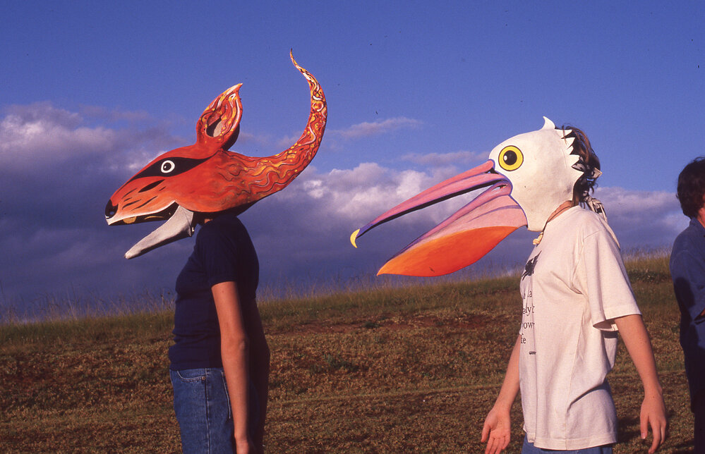 Children wearing masks