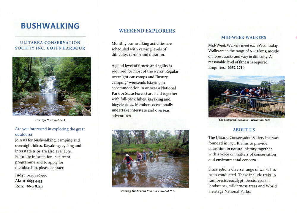 Flyer for Ulitarra Conservation Society membership