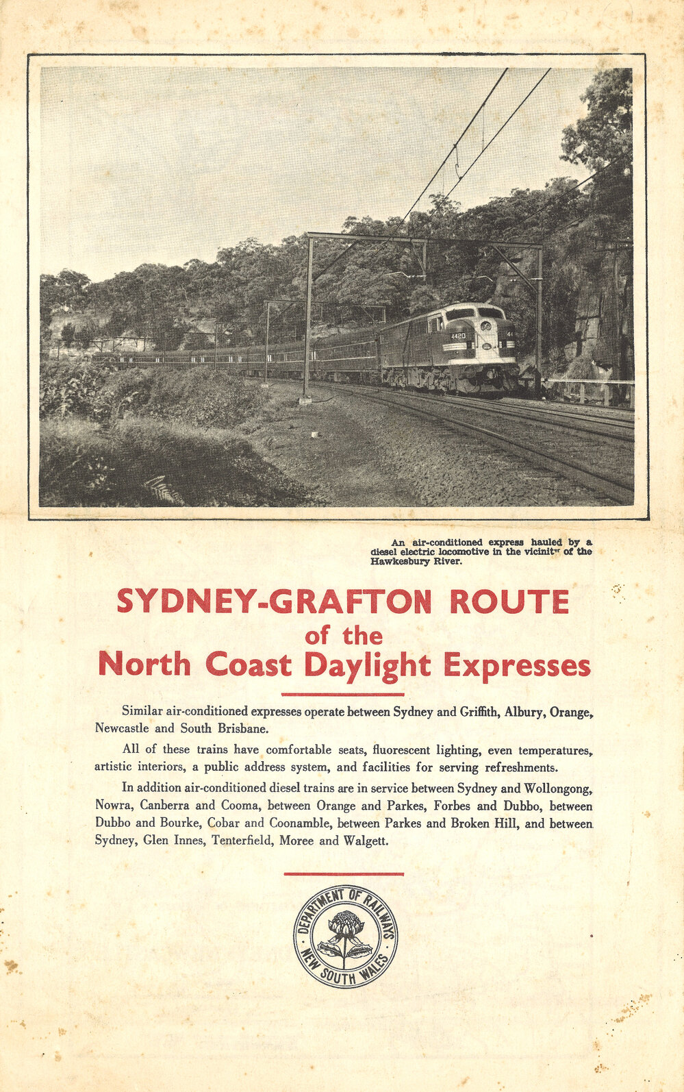 Sydney-Grafton Route of the North Coast Daylight Express