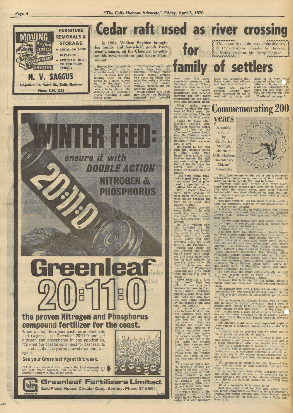 Cedar raft used as river crossing, 3 April 1970