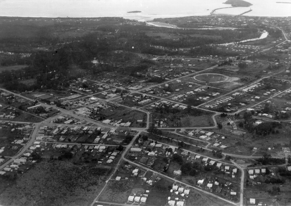 An aerial view from Top Town to the Jetty, early 1950s