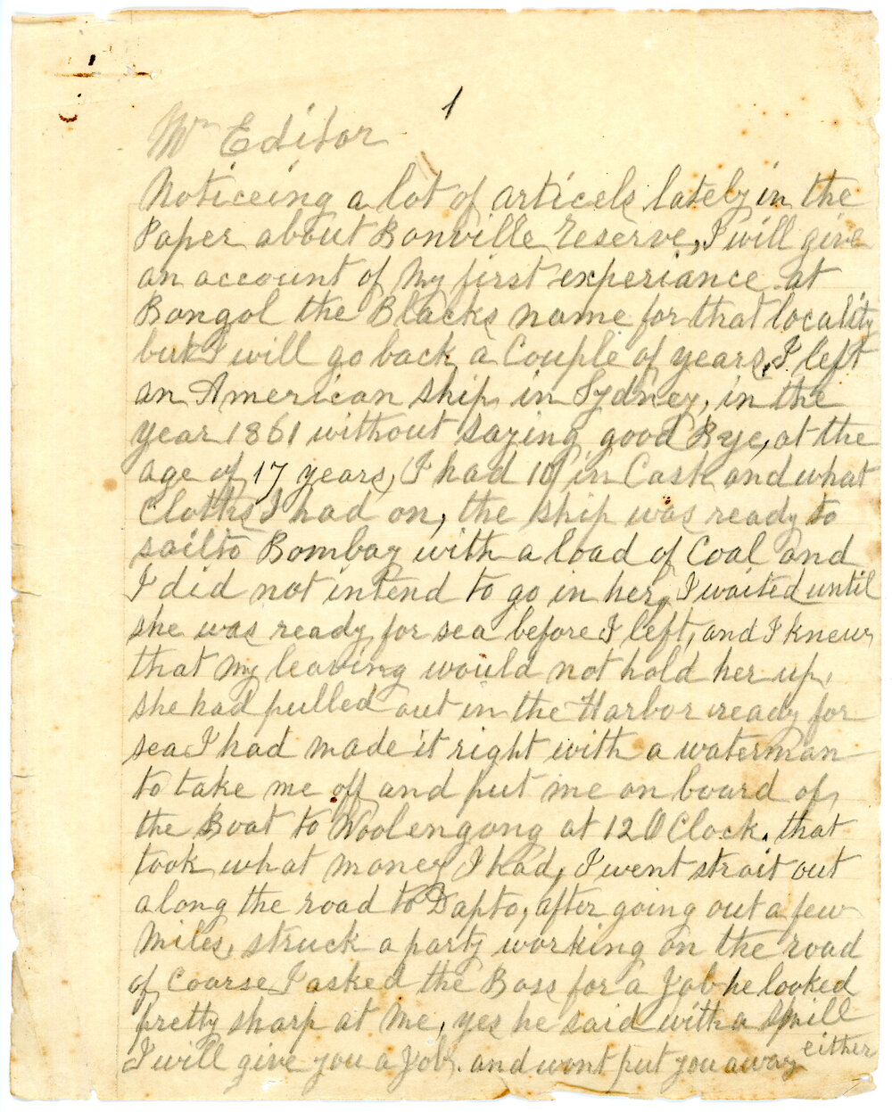 Letter to the Editor, c. 1927