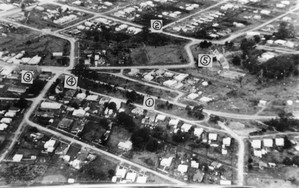 Aerial view of the Central Business District, early 1950s
