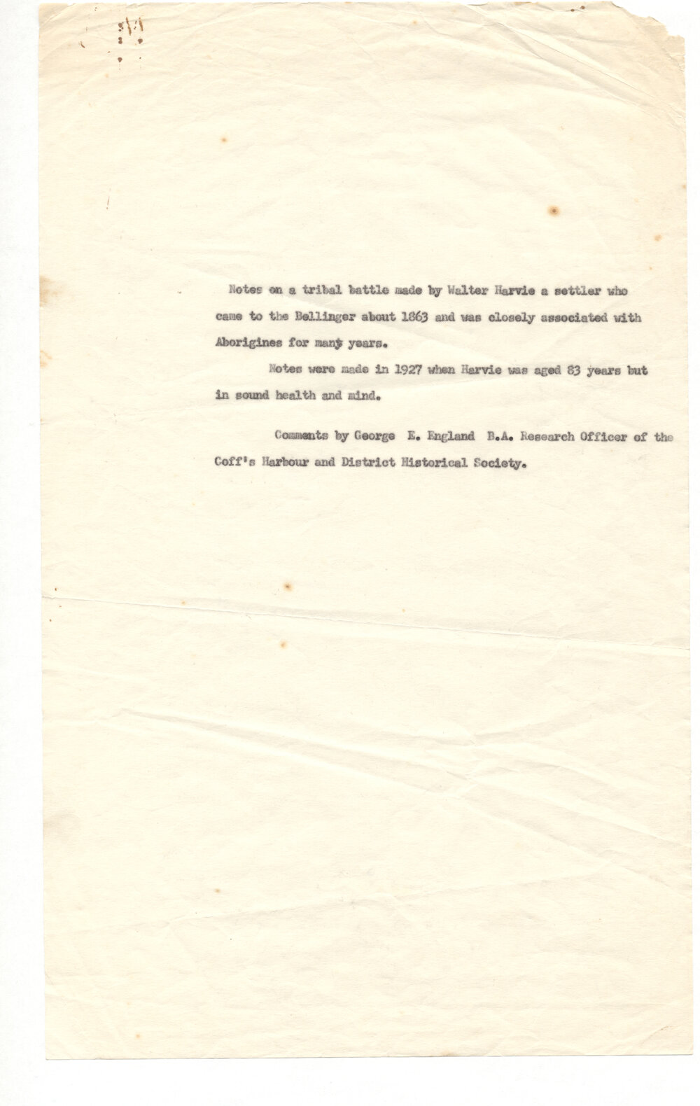 An Account of a Battle between Aborigines (Kumbaingeri)