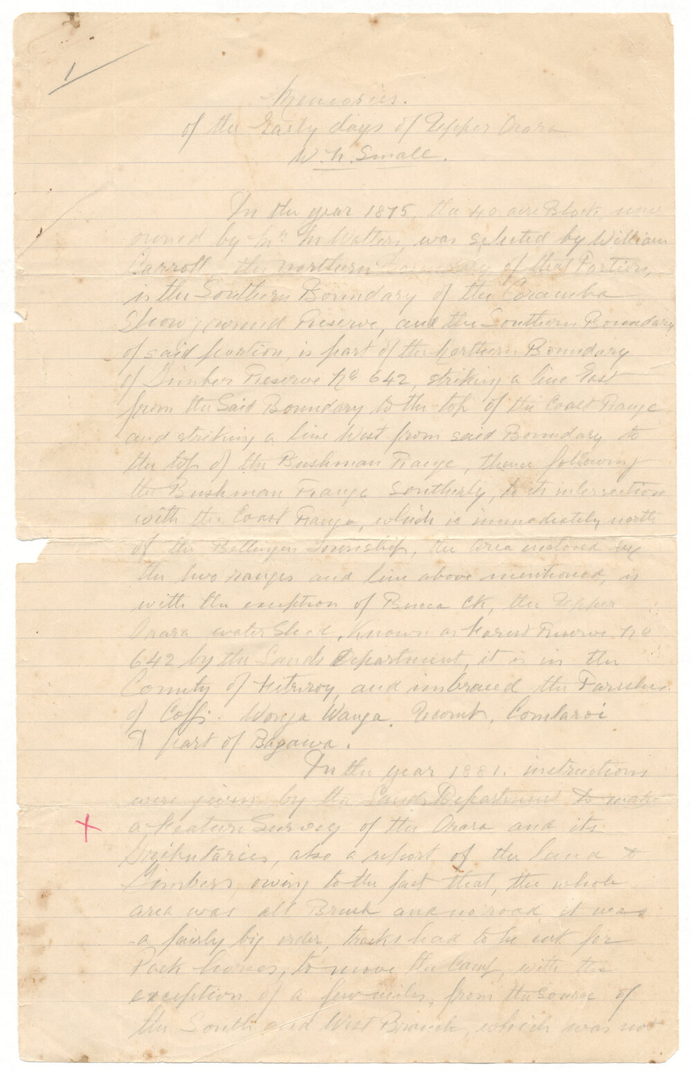 Memories of the Early Days of Upper Orara (final draft)