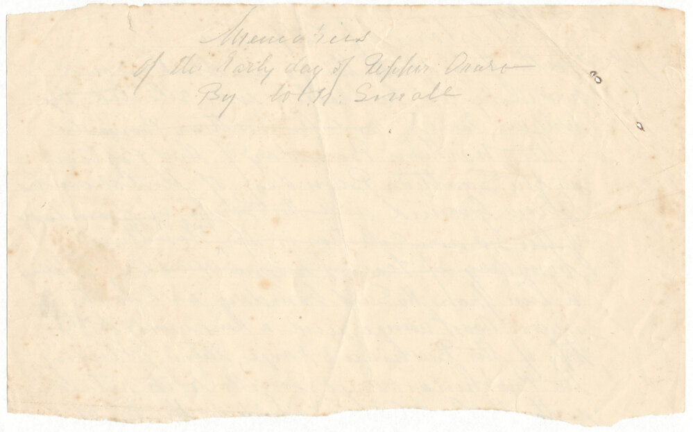 Memories of the Early Day of Upper Orara (draft)