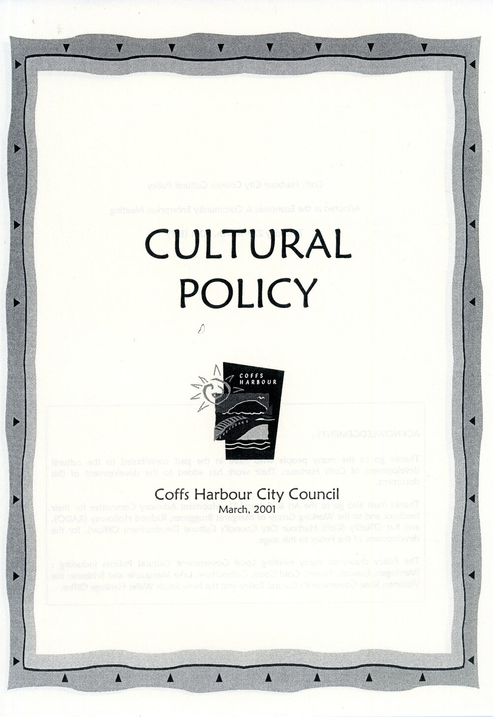 Cultural Policy, March 2001