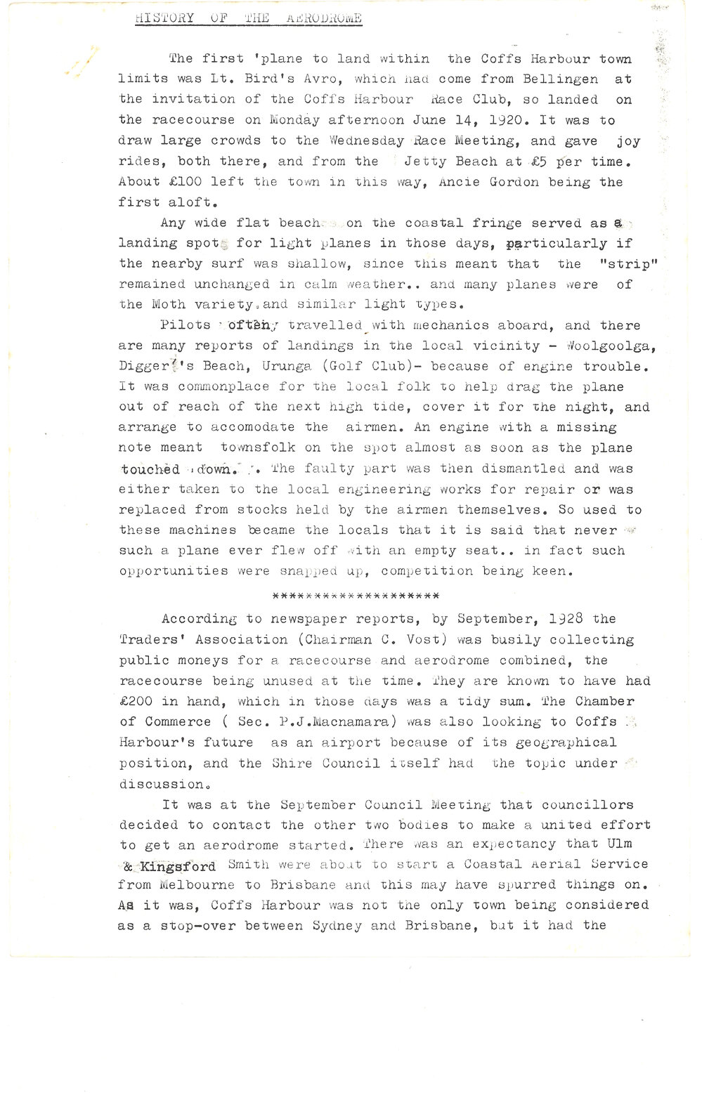History of the Aerodrome