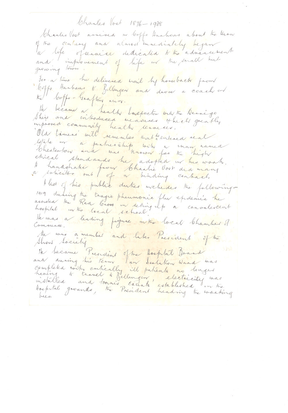 Charles Vost 1876 - 1938