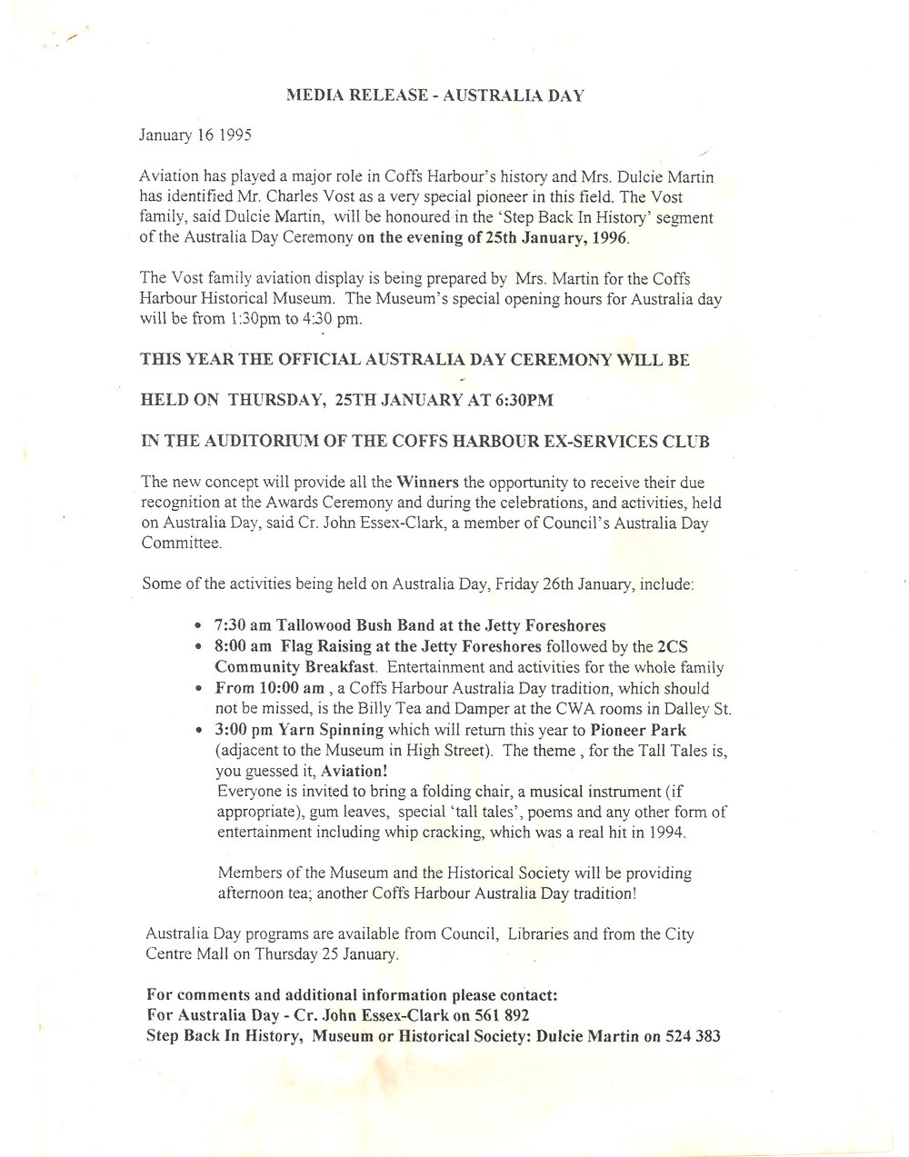 1996 Coffs Harbour Aviation Diary