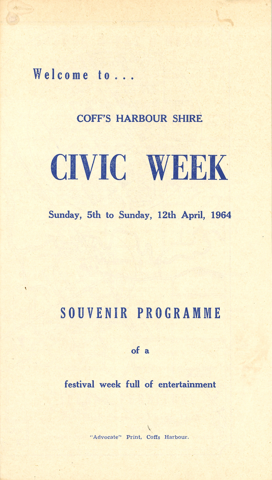 Souvenir Programme for Civic Week, 5 - 12 April 1964