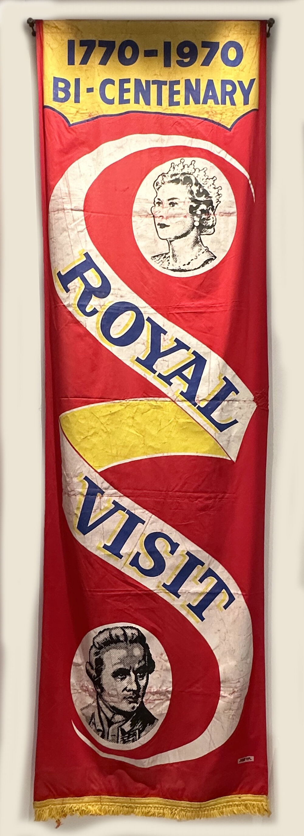 Banner Commemorating Royal Visit for 1970 Bicentenary