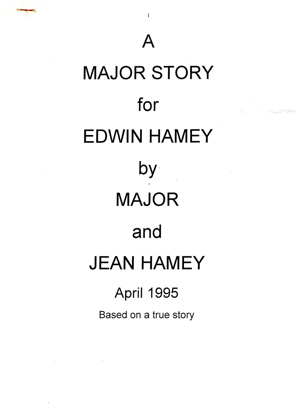 A Major Story for Edwin Hamey