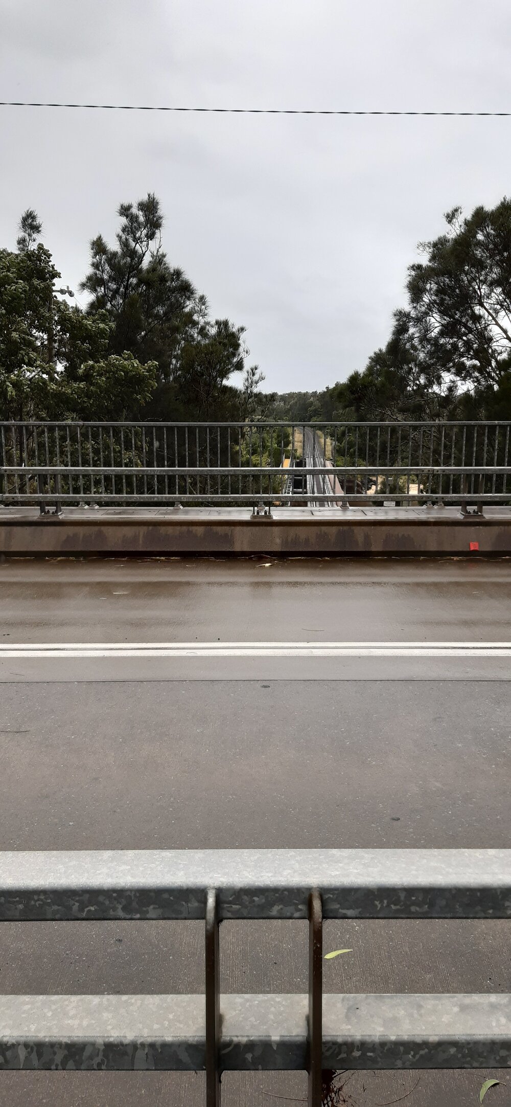 Northern view of the railway track from Walter Harvie Bridge, 1 July 2021