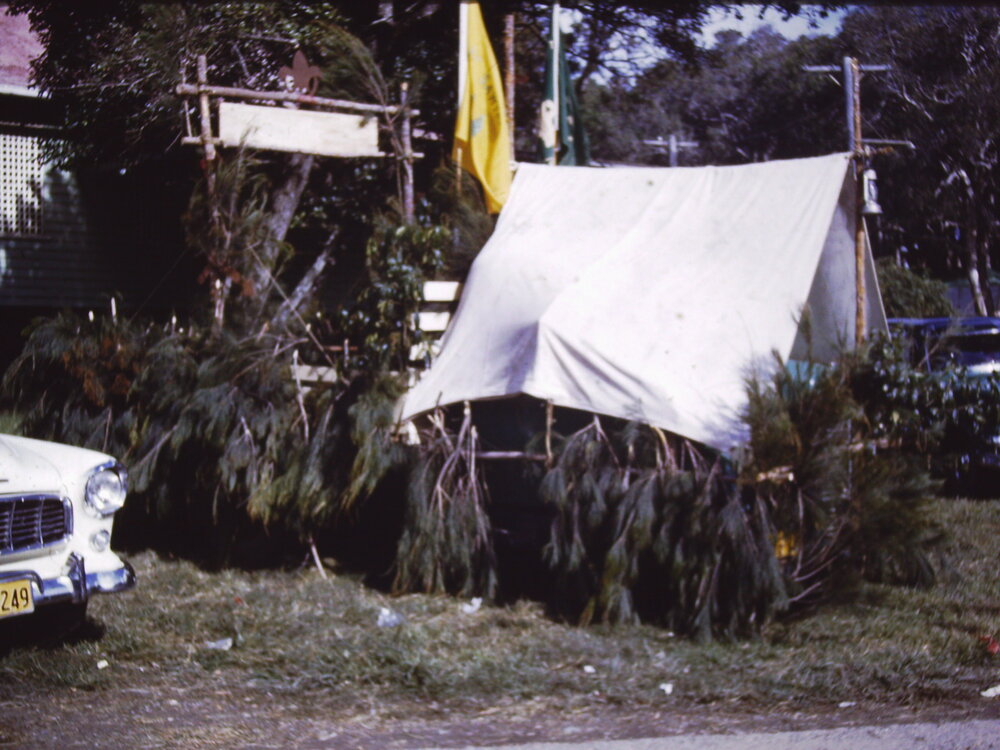 Sawtell street parade ending at the Sawtell Hall, c.1960