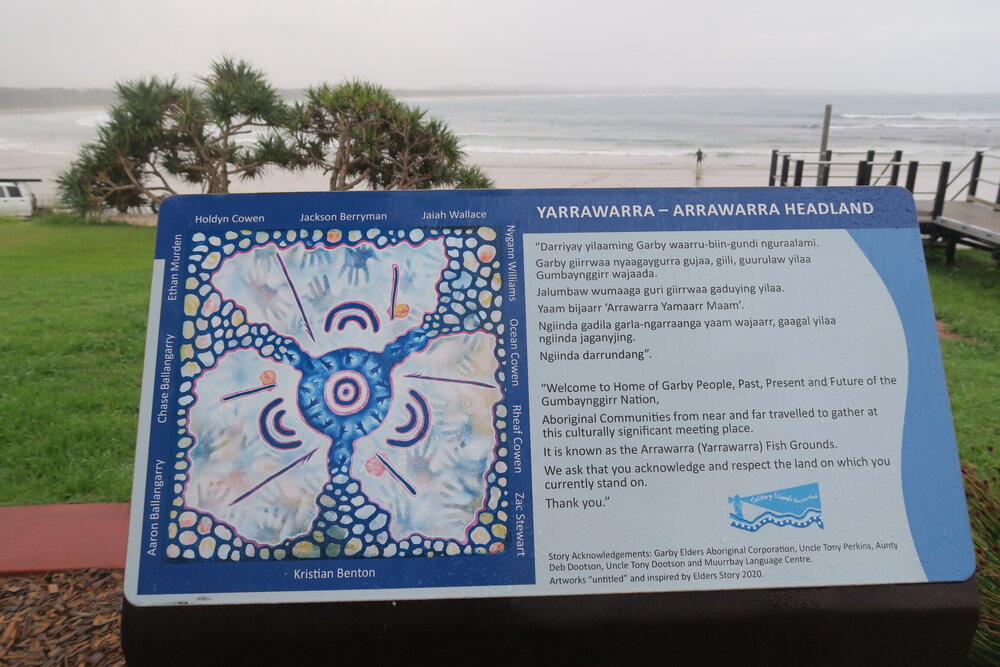 Artwork on signage, Arrawarra Headland