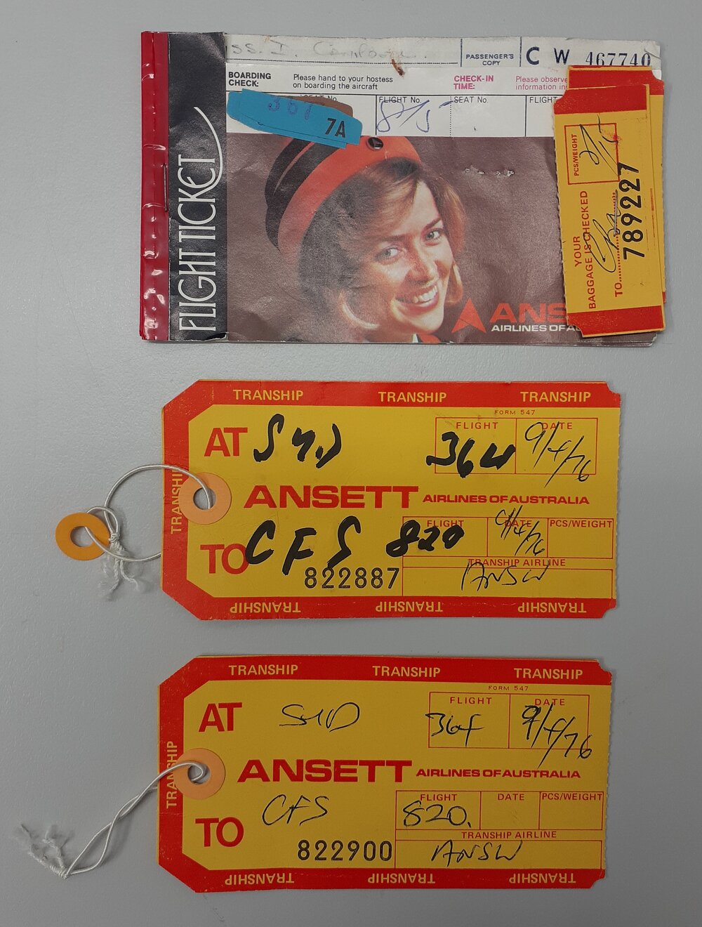 Airline Ticket and Luggage Tags, 1976
