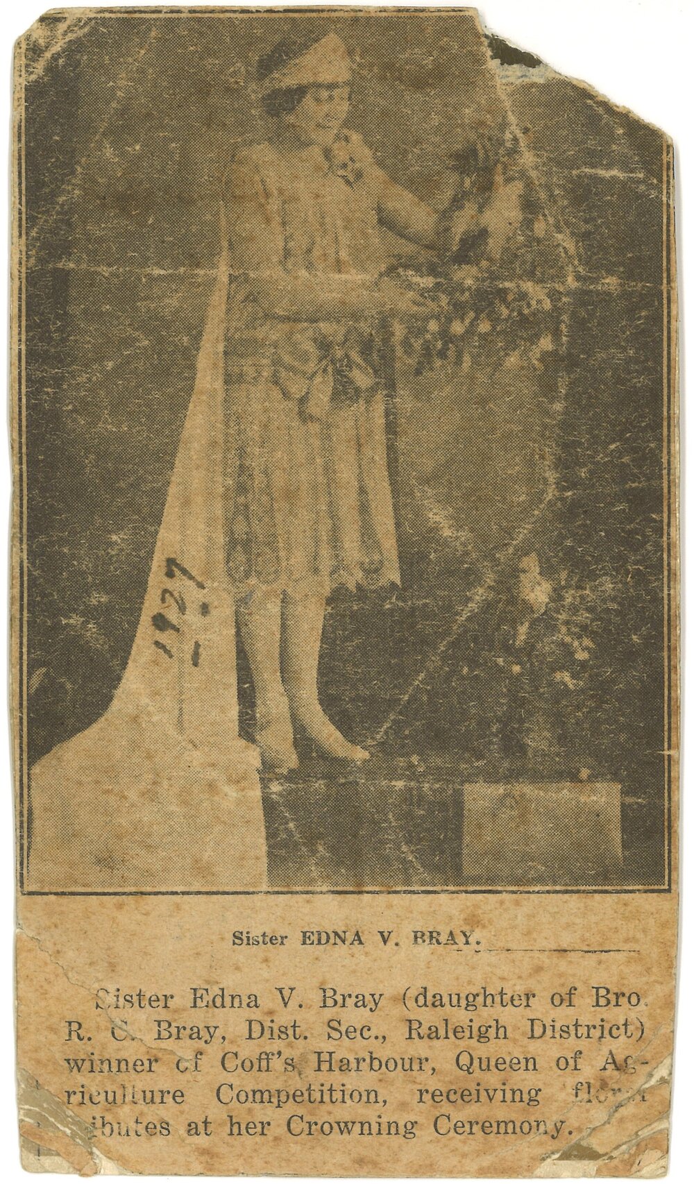  Postcard of Edna Bray, 1927