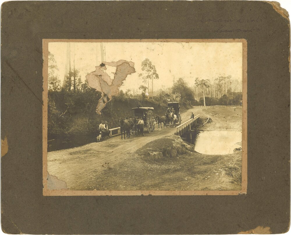 Cream carts at Small's Crossing, Upper Orara, c. 1909