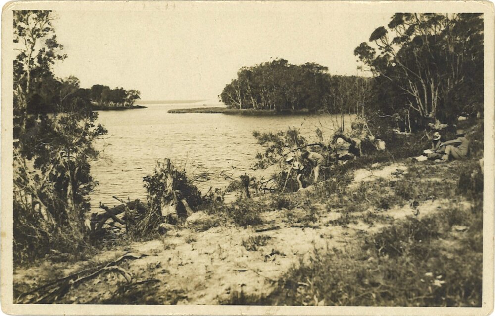 Picture postcard of Corindi River mouth, Red Rock