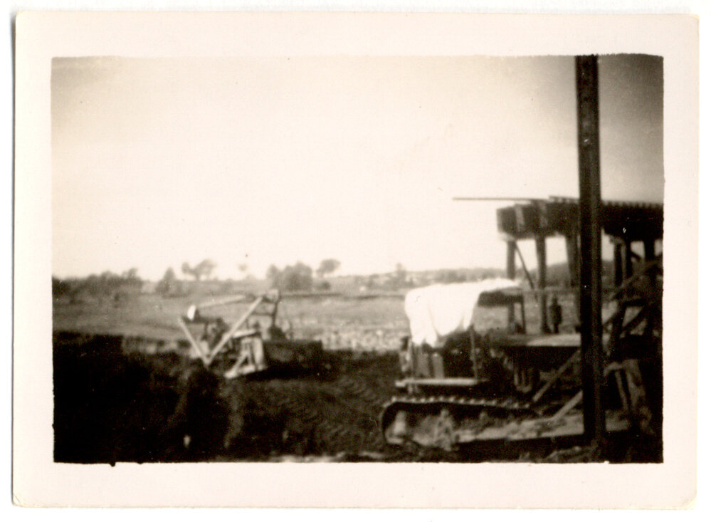 Photograph of railway bridge construction