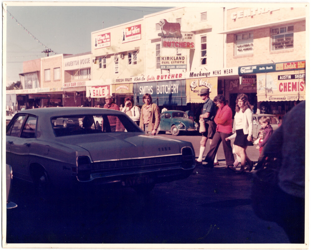 People crossing High Street, Coffs Harbour, c. 1980s