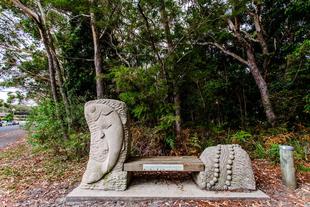 Buluunggal (Mullet) Sculpture &amp; Seat, Buluunggal Walk, Coffs Creek