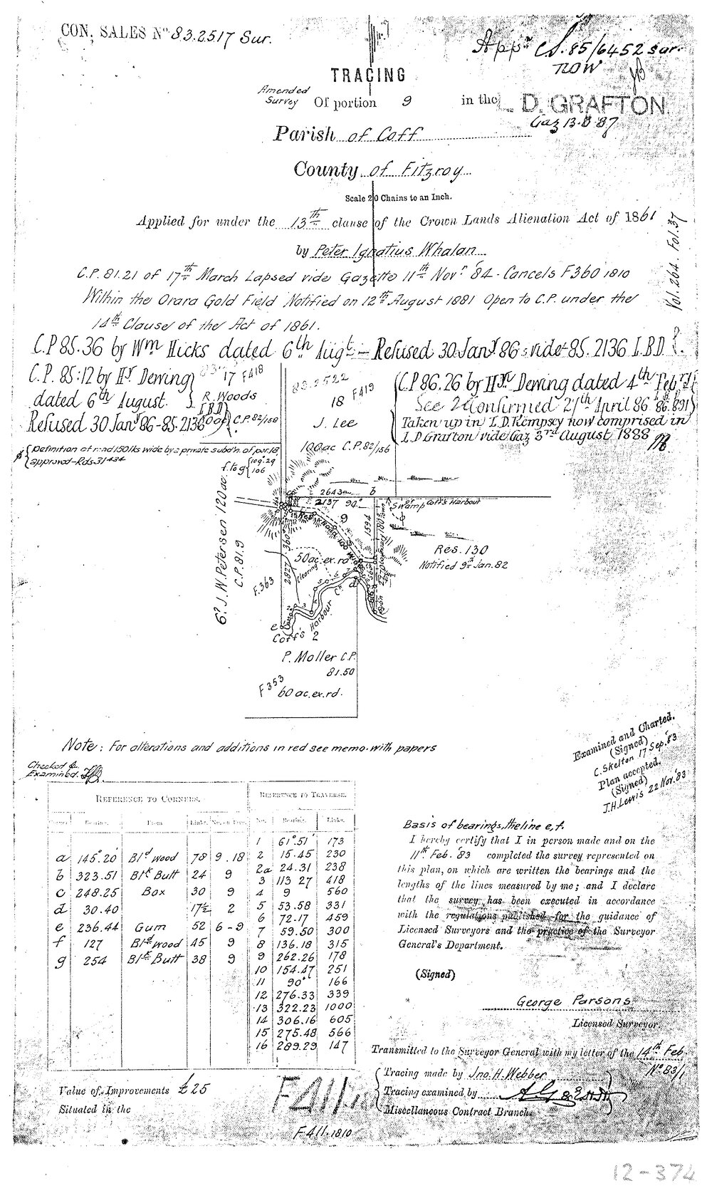 Tracing of portion 9, Parish of Coff, 1883