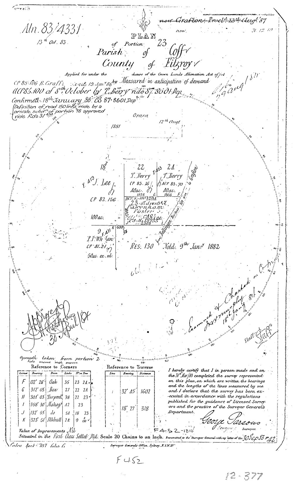 Plan of portion 23, Parish of Coff, 1883