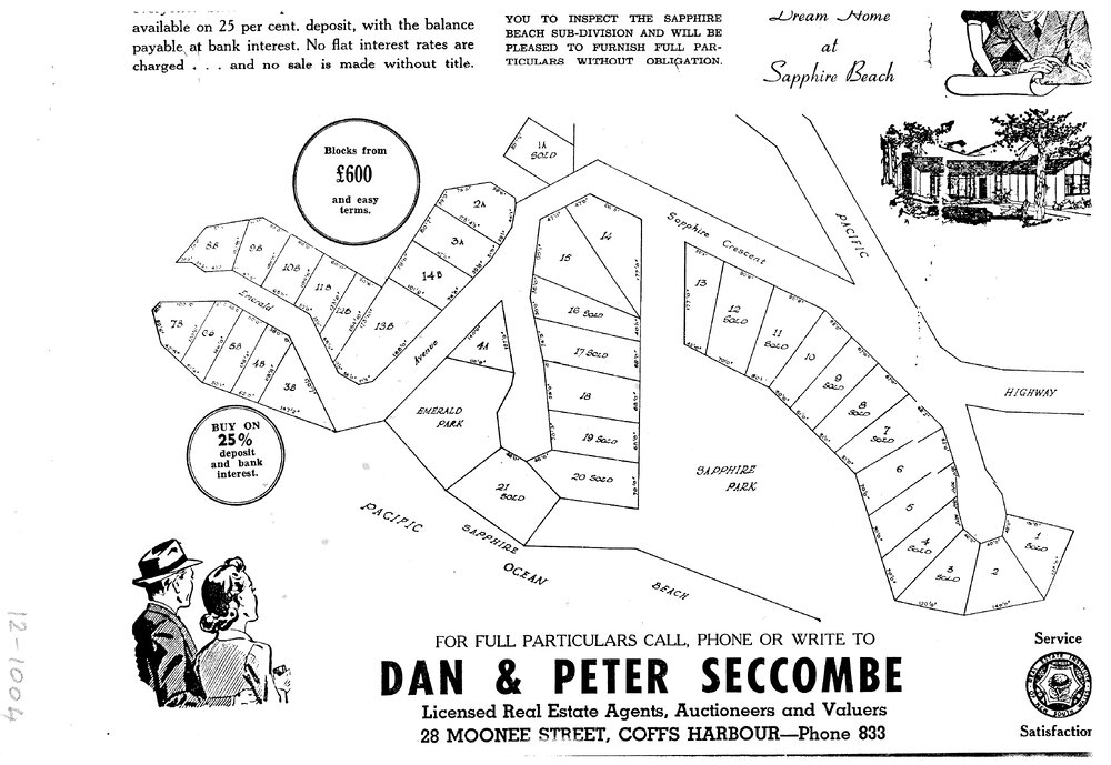Map of Sapphire Beach subdivision, 1960s