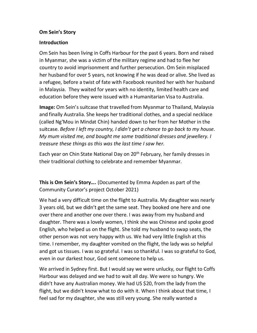 Om Sein's Story