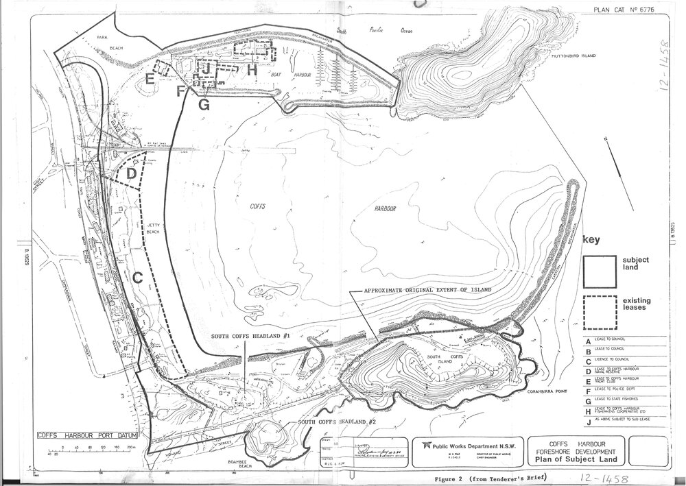 Coffs Harbour foreshore plan of subject land, 1984