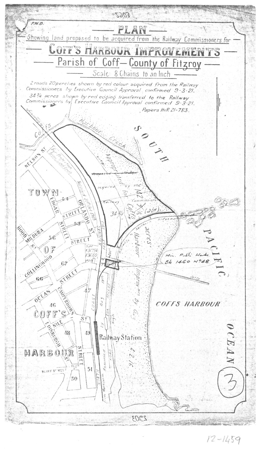 Railway land to be acquired for Coffs Harbour improvements, 1921