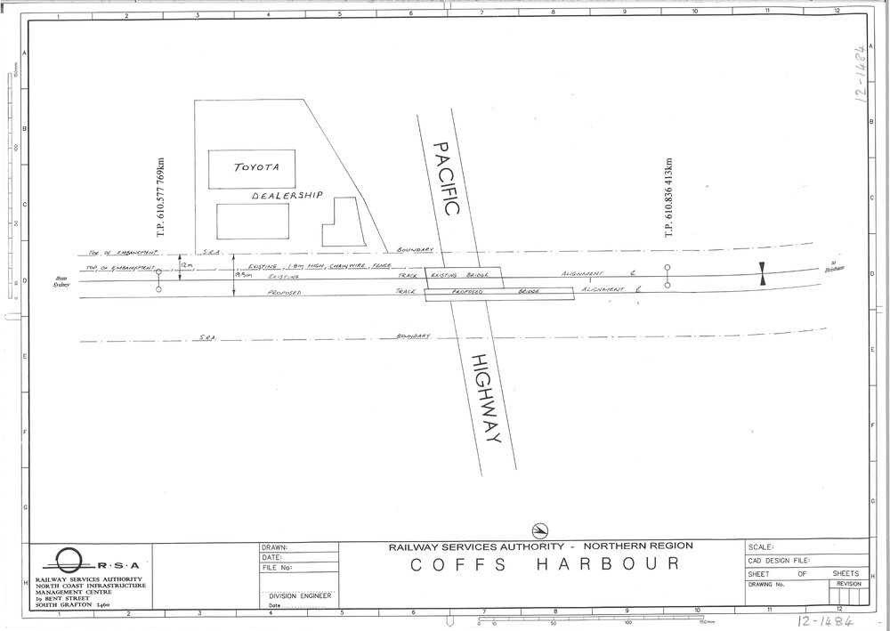 Overview of the railway bridge over the Pacific Highway | Coffs Collections