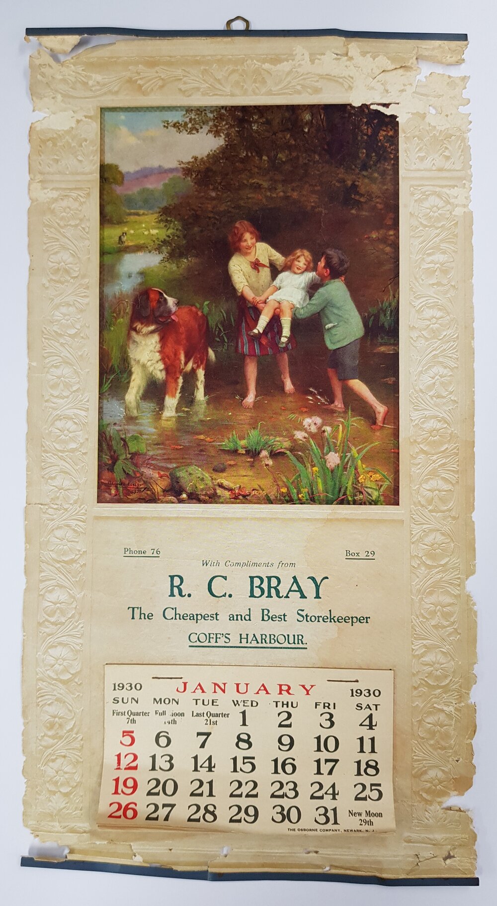 Wall calendar, 1930