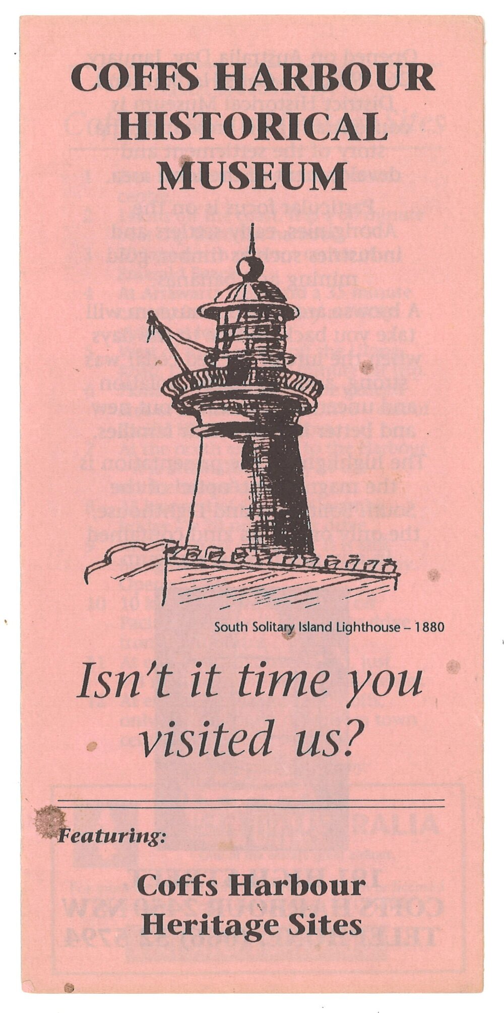 Coffs Harbour Historical Museum brochure