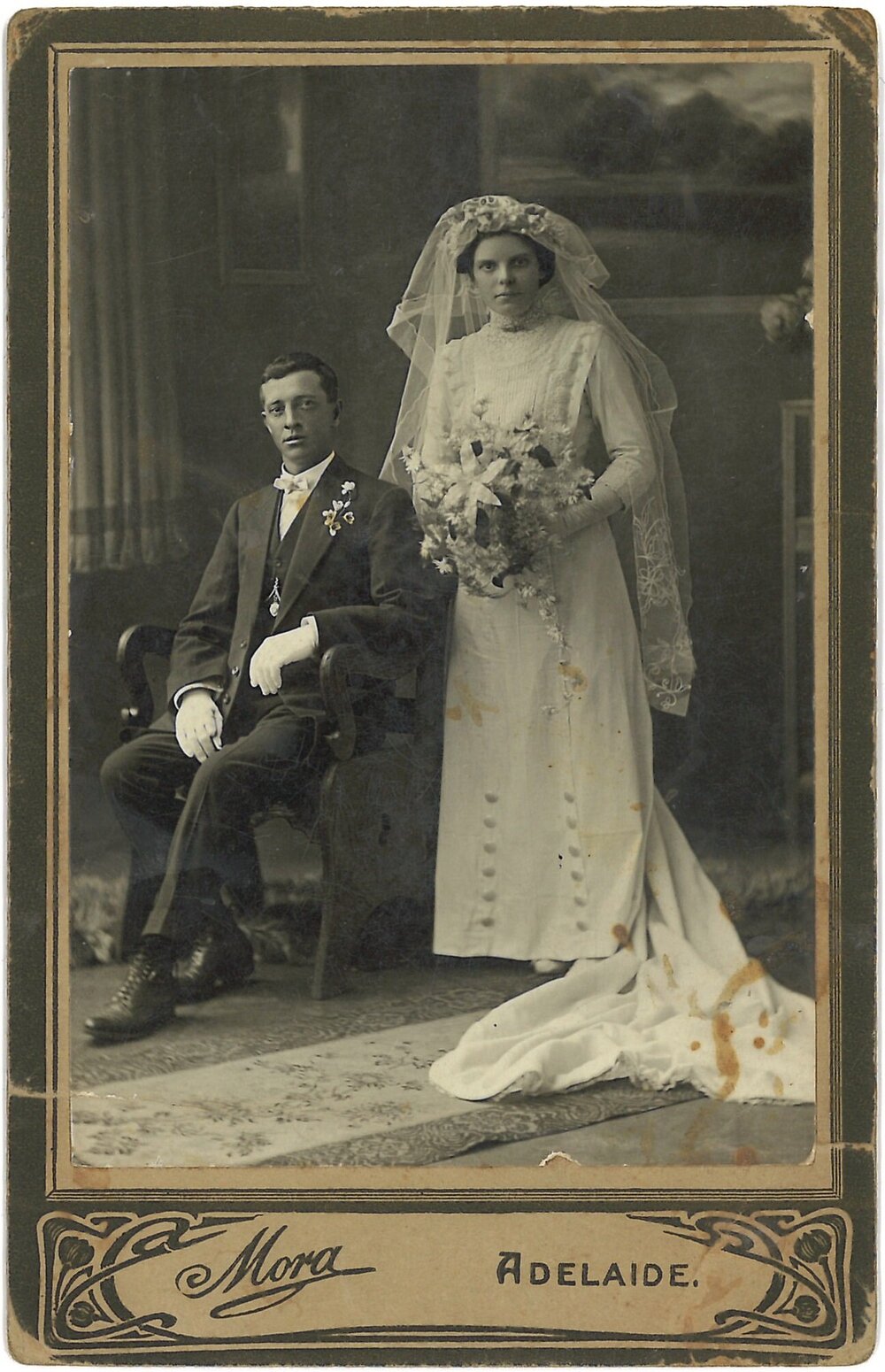 Wedding Portrait of Alice Sampson and Husband