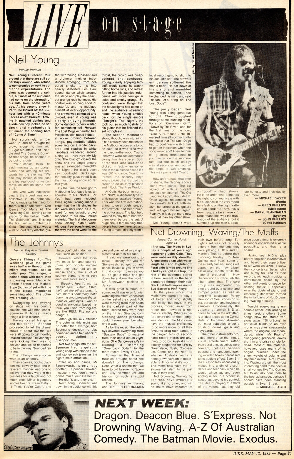 JUKE Magazine report on Neil Young concert, 1989