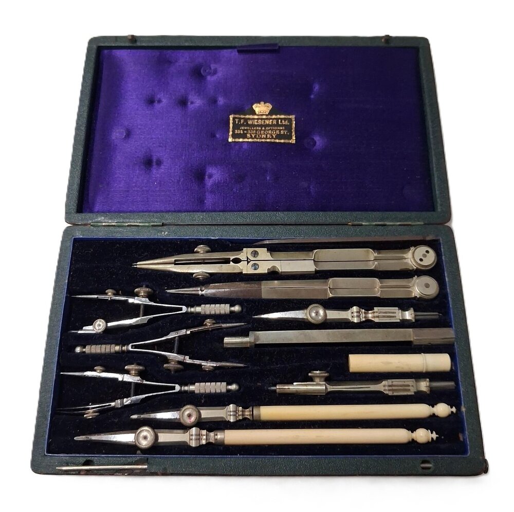 Drafting Instruments in Case