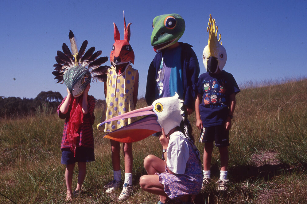 Children wearing masks